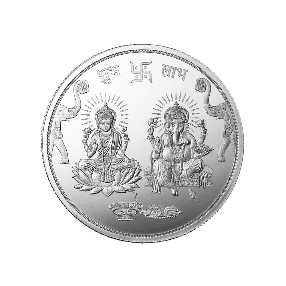 Purest 10 gm Ganesh Laxmi Silver Coin